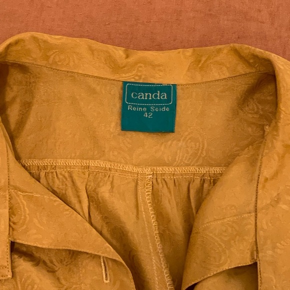 Vintage Reine Seide Gold Button Blouse, Size 42 - Picture 7 of 10